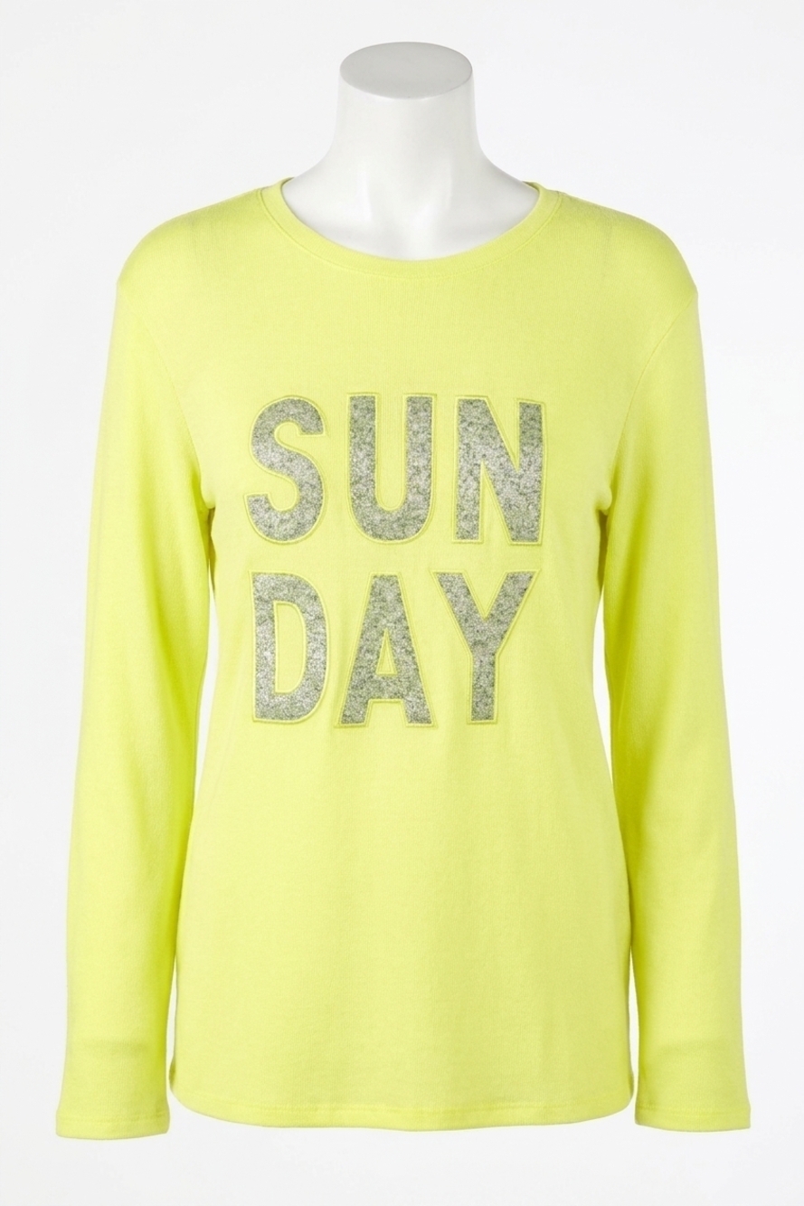 NEW FRENCH KYSS long sleeve sunday crew top in lime